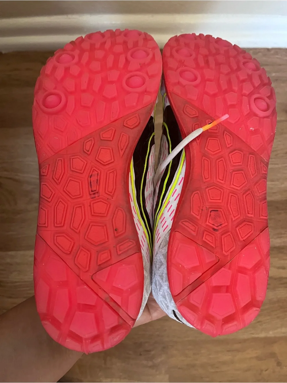 Nike Women's Light Gray and Coral Athletic Running Shoes - Size 5.5